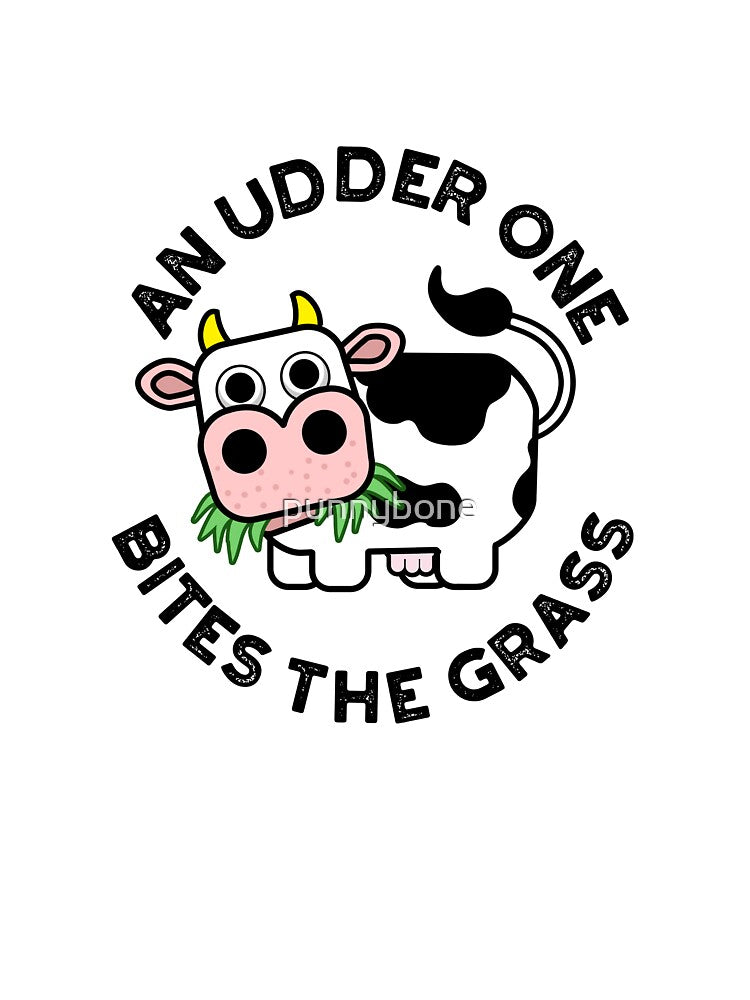 An Udder One Bites The Grass Cute Cow Pun by punnybone