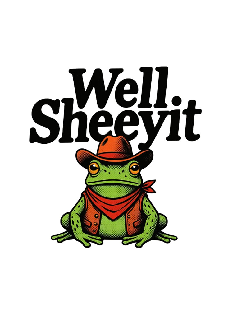 Well Sheeyit Cowboy Frog — Funny Retro Southern Toad Illustration by Colorful-Garden
