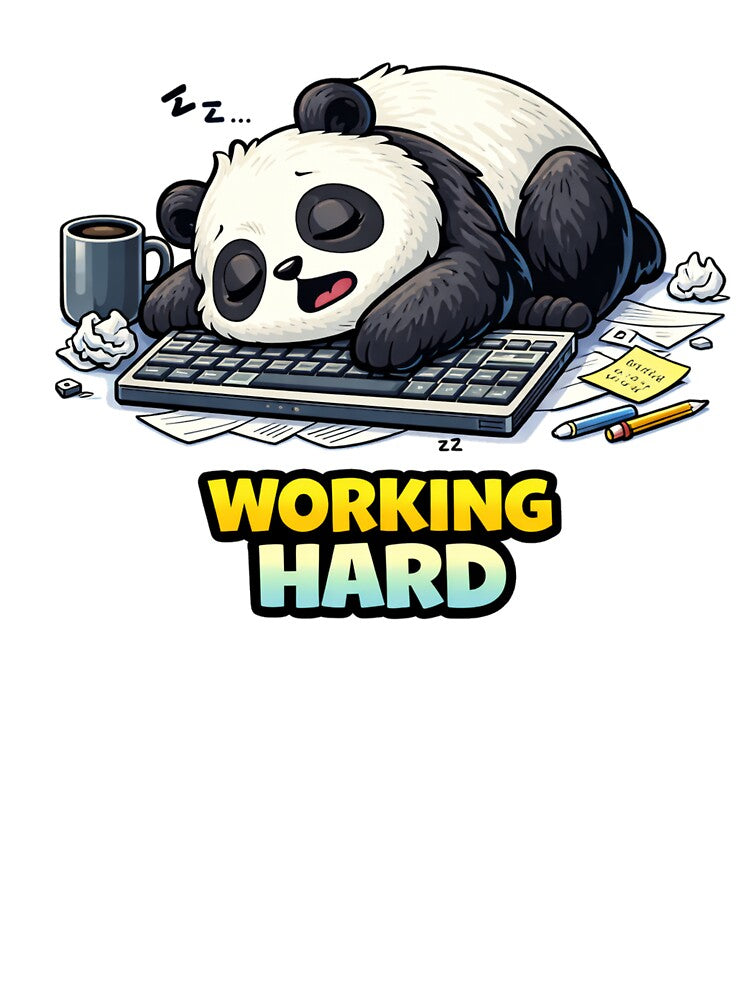 Working Hard Funny Sleeping Panda Office Meme by the-dovlat