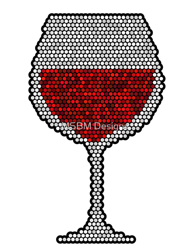 Red Wine Glass Dot Art Mosaic by MSBM Designs