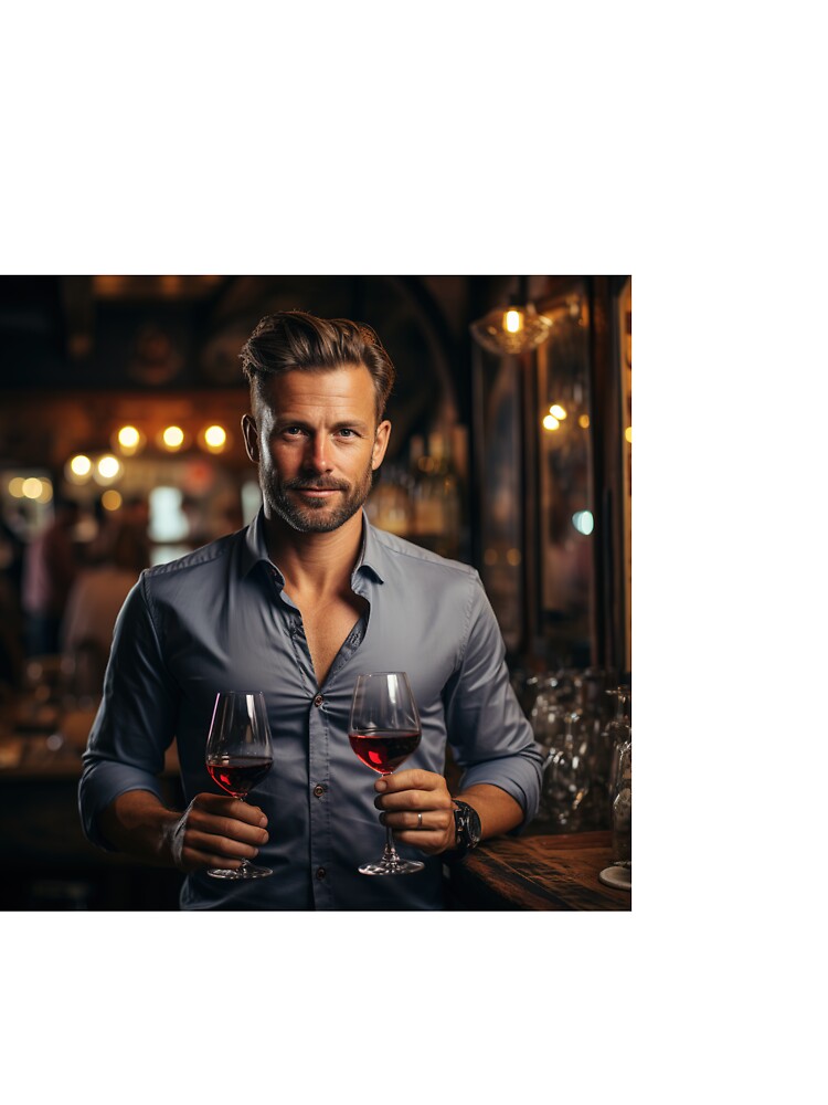 Sommelier Pairing Wine for Upscale Restaurant by TheBrainArt
