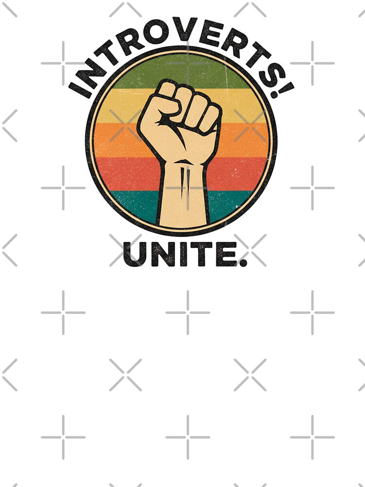 Copy of FUNNY QUOTES Introverts Unite – Vintage Fist Retro Introvert Statement Design by C3J7