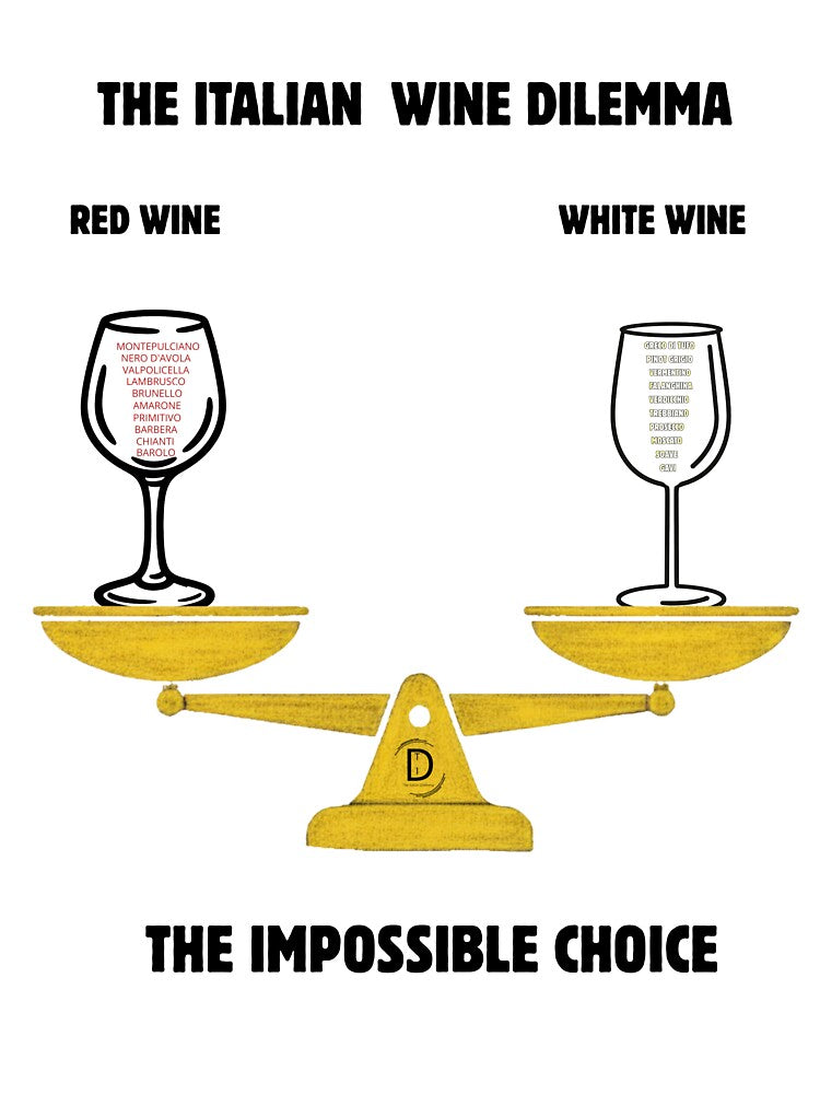 Funny Italian Wine Dilemma Sticker & Shirt - Barolo vs Prosecco Gift by TheItaliandilemma