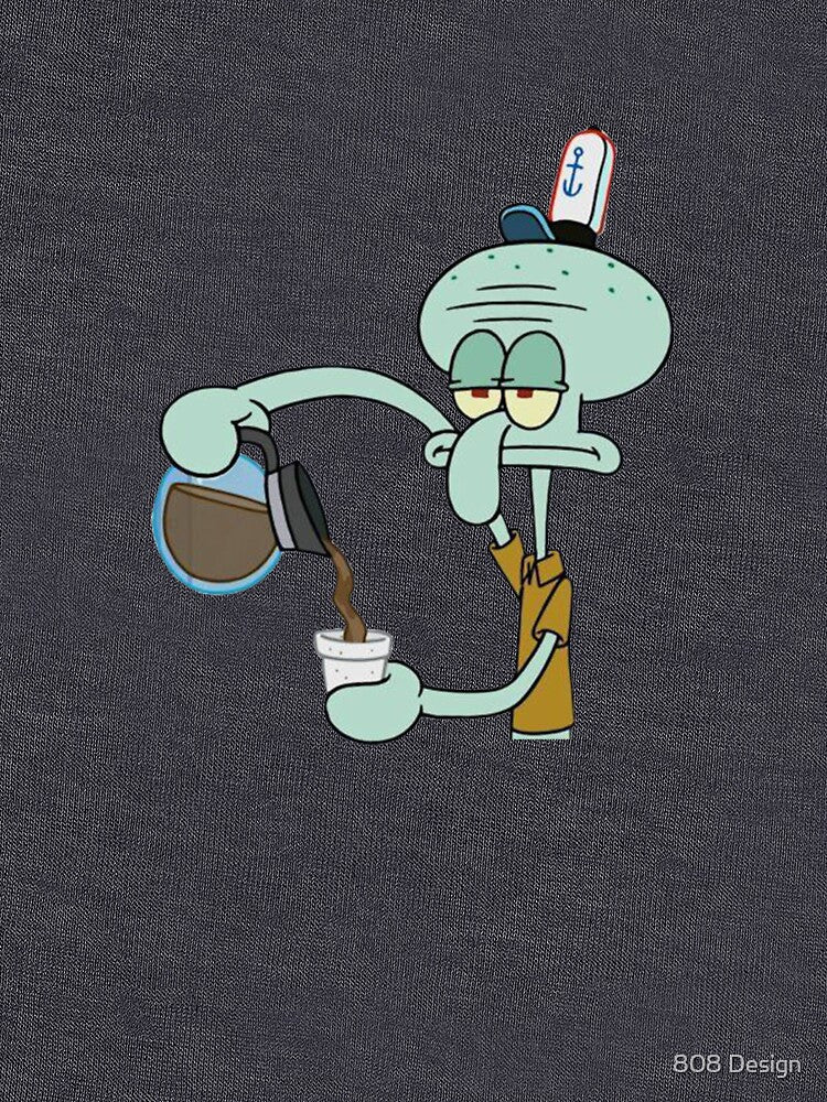 Squidward Coffee Sticker – Funny SpongeBob Octo Meme for Tired Coffee Lovers by 808 Design