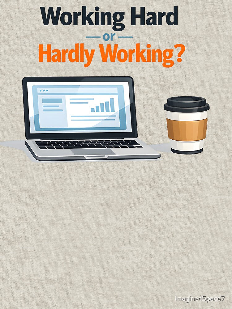 Working Hard or Hardly Working Funny Office Humor Laptop Coffee T Shirt by ImaginedSpace7