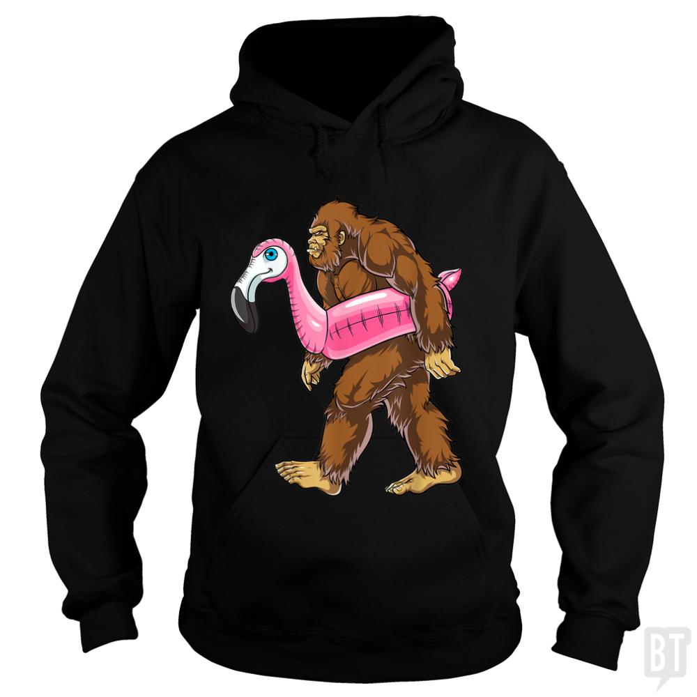 Pool Party Bigfoot Flamingo Hoodie