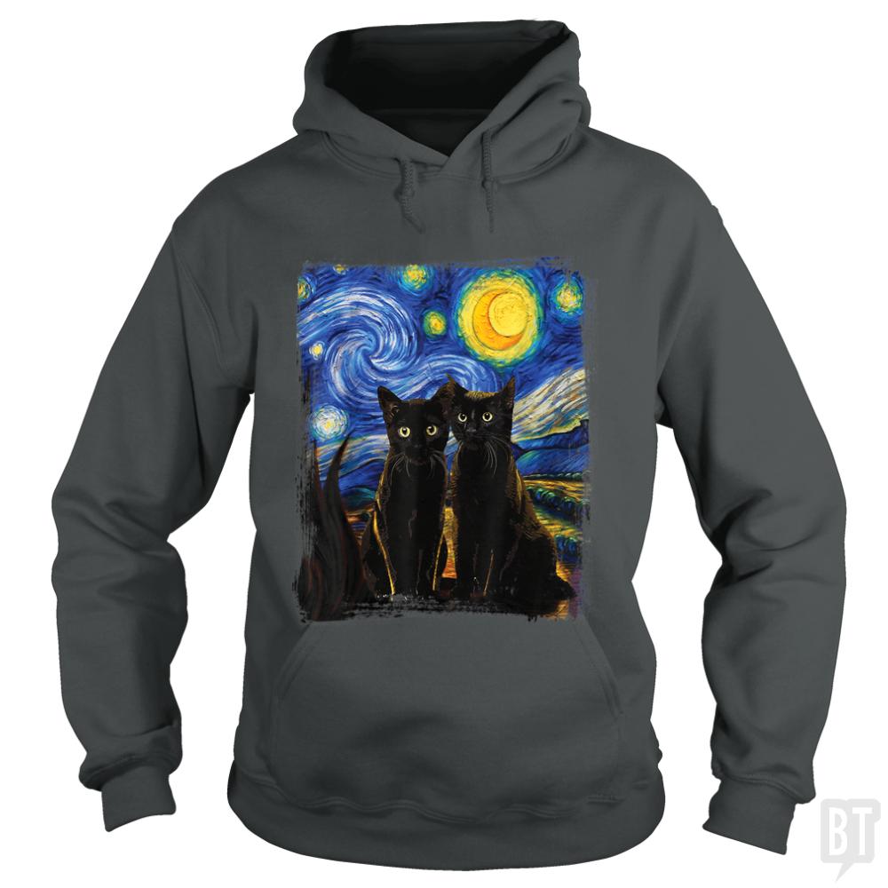 Black Cats Starry Night Hoodie
