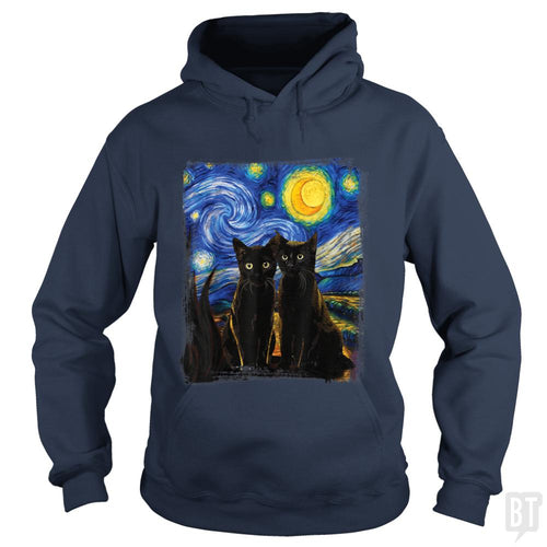 Black Cats Starry Night Hoodie