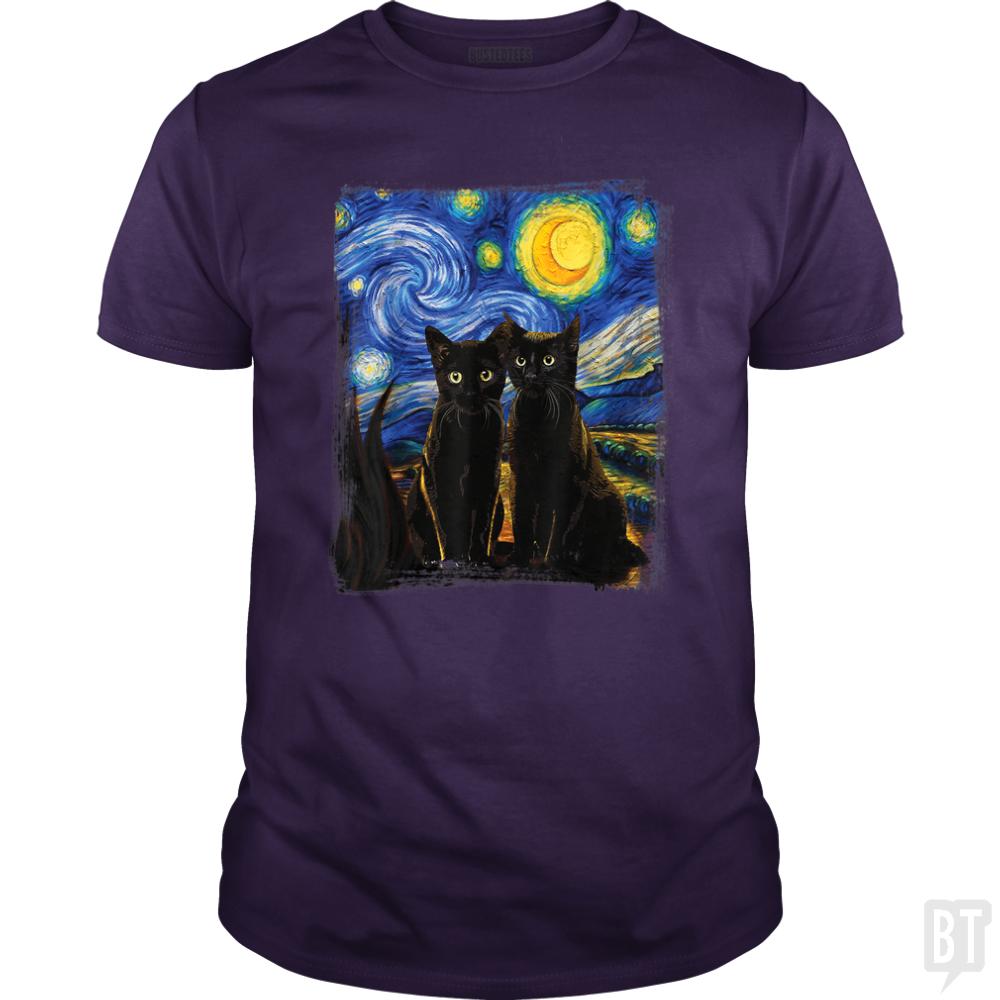 Black Cats Starry Night