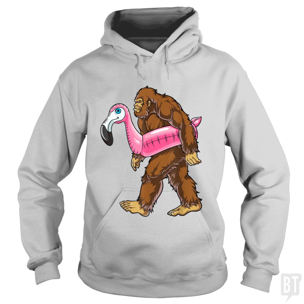 Pool Party Bigfoot Flamingo Hoodie