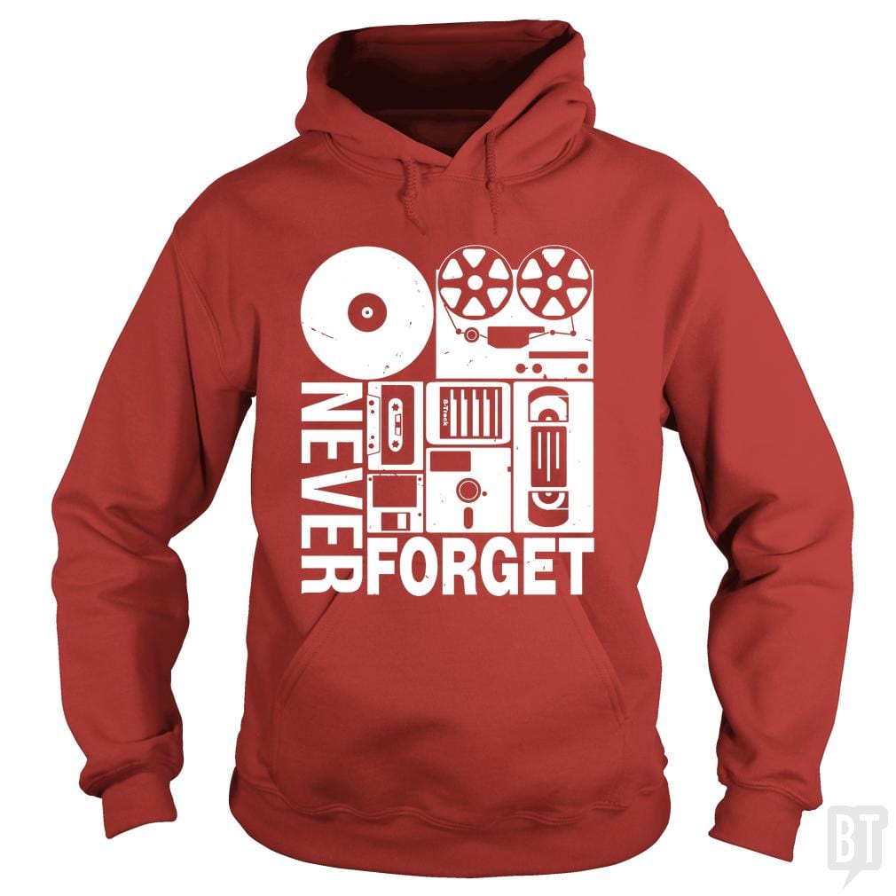 Never Forget Cassette Tape Disk Floppy Hoodie