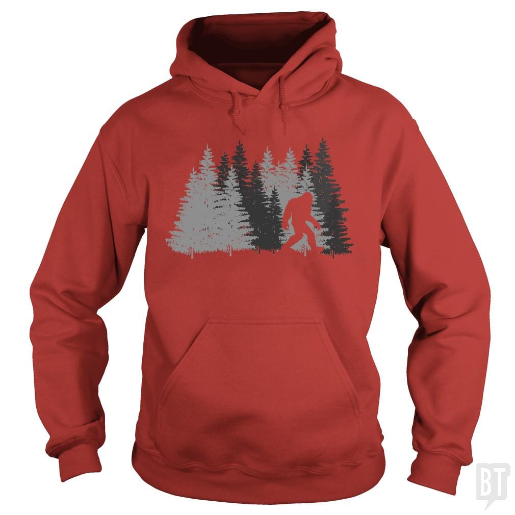 Funny Bigfoot In Forest Hoodie