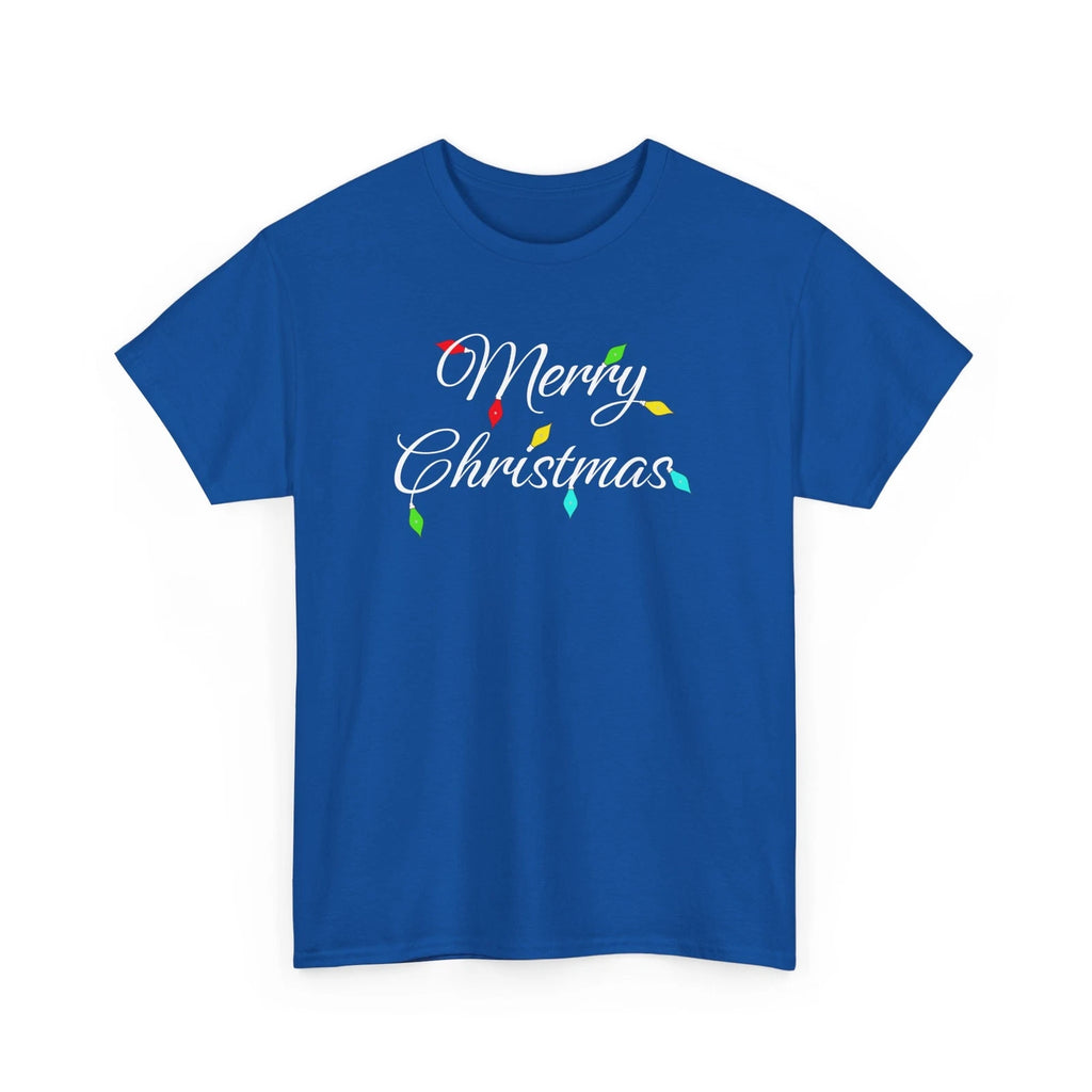 Merry Christmas with Lights Unisex Graphic T-shirt, Minimalist Holiday Clothing
