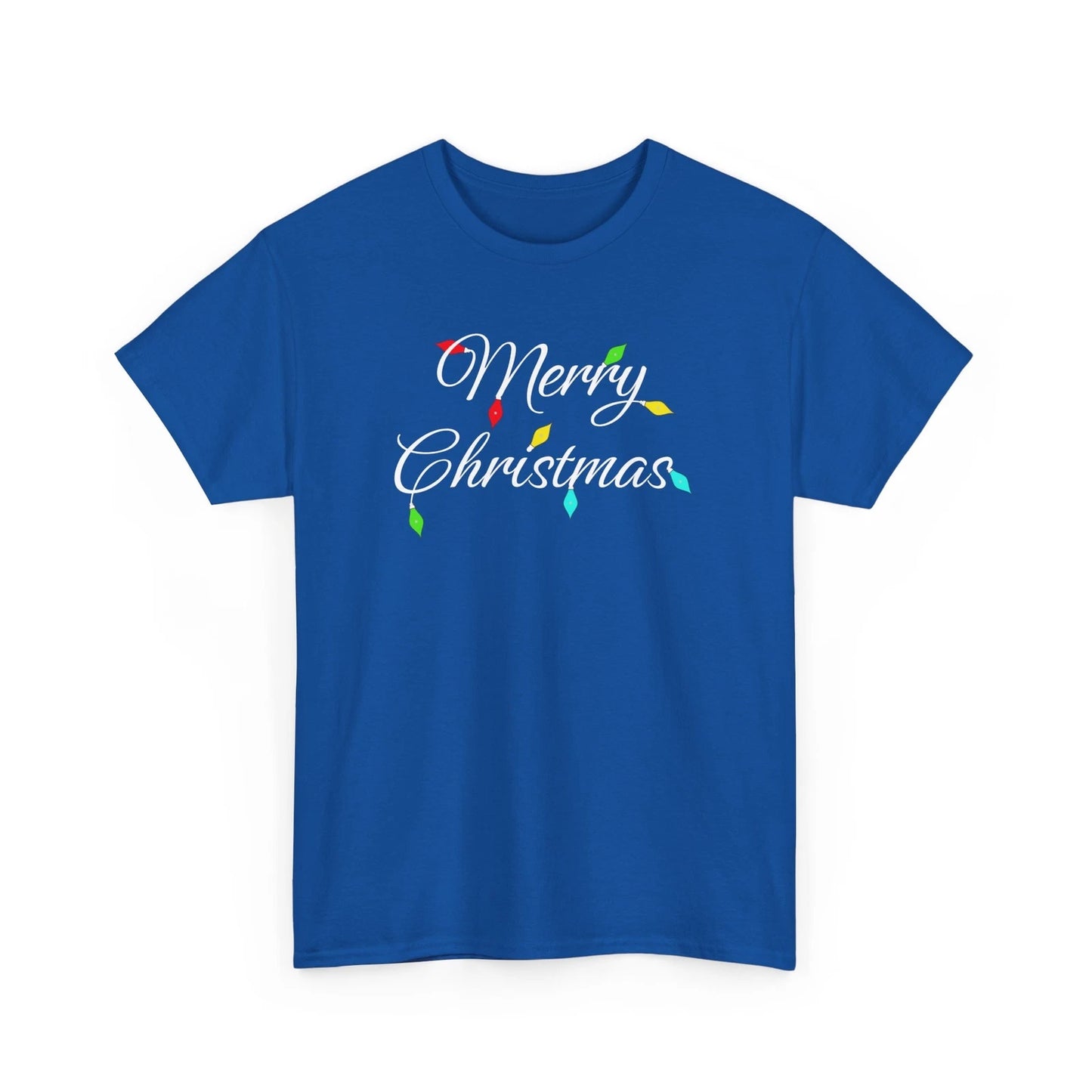 Merry Christmas with Lights Unisex Graphic T-shirt, Minimalist Holiday Clothing