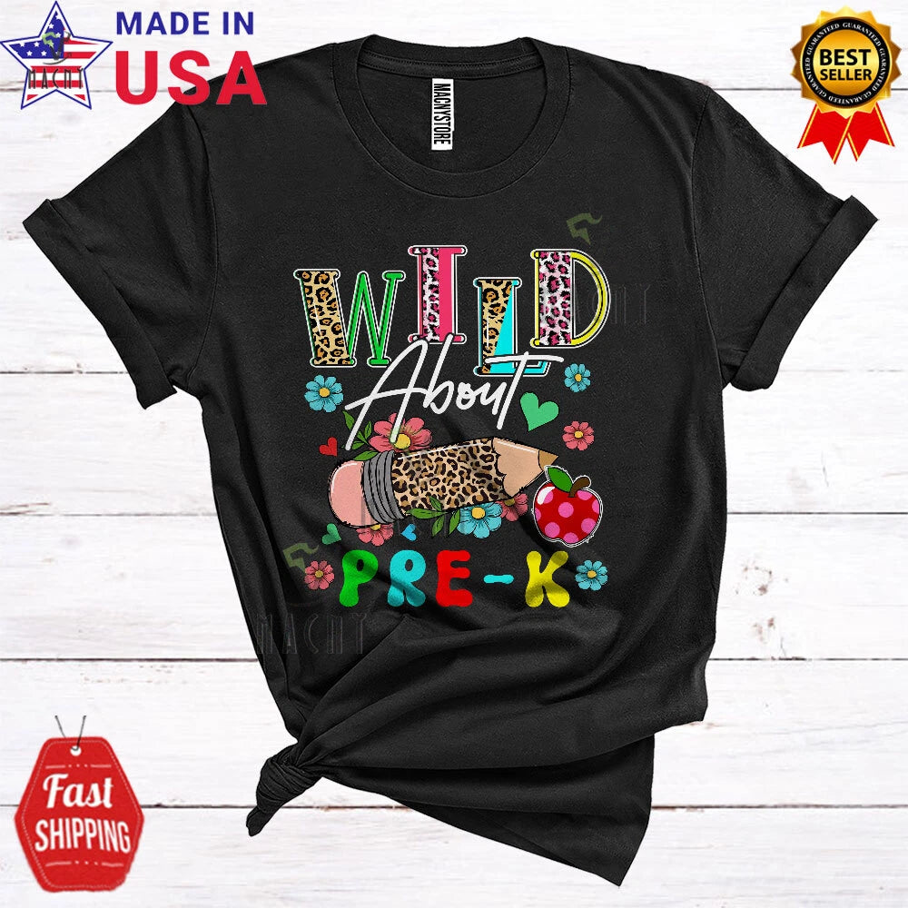 Wild About Pre-K Flowers Floral Leopard Students Teacher Lover T-Shirt, Mug