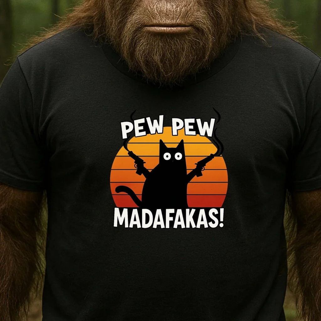 Pew Pew Madafakas T-Shirt - Funny Western Cat, Meme Funshirt Gift