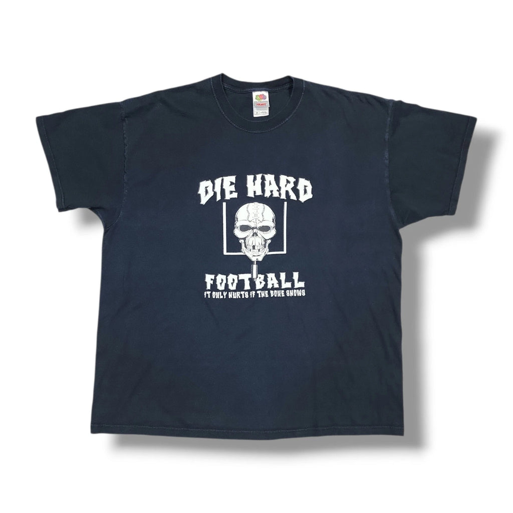 Vintage Die Hard Football Y2K Black Fruit Of The Loom T-Shirt Men's 2XL