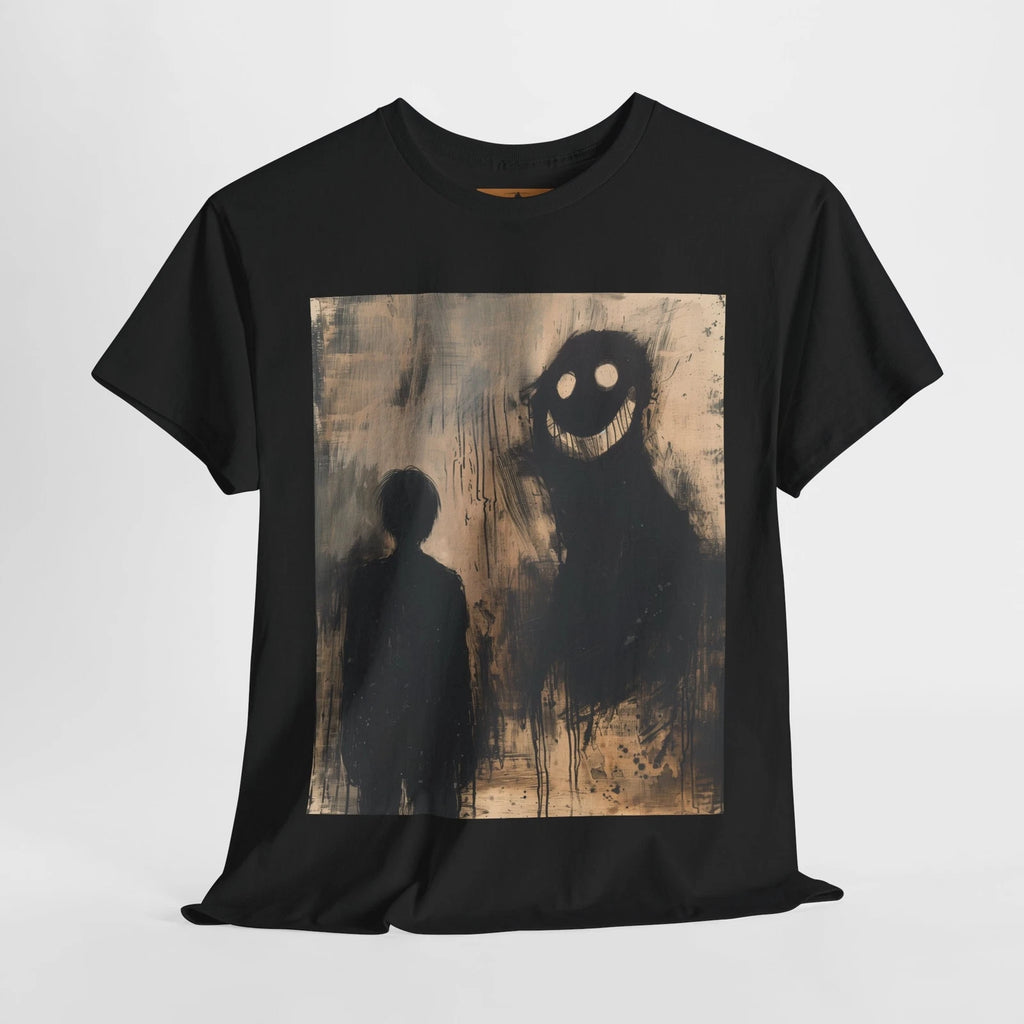 Creepy Shadow Grin T-Shirt – Horror Void Eyes Minimalist Dark Art Tee