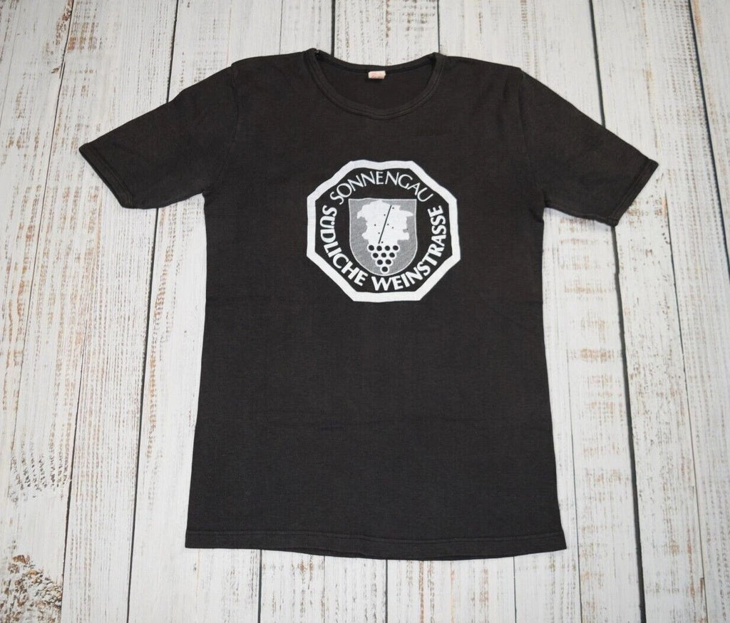 VINTAGE GERMAN WINE SHIRT SOUTHERN WINE ROUTE TOURIST BLACK FADED RARE SMALL 6