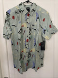 New RVCA Artist Network Polka Dot Street Style Designer Button Font Shirt Size L