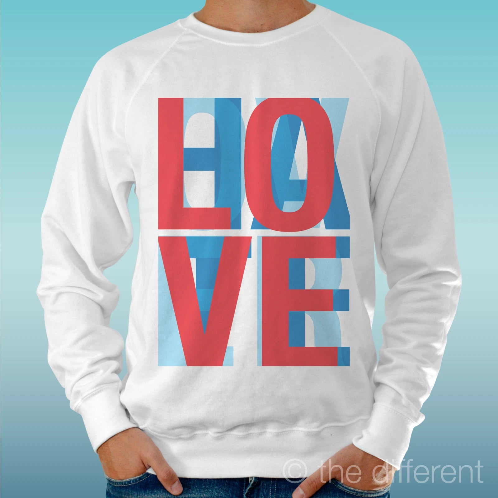 Felpa Man Light Sweater White " Love Colored Love " Road To Happiness