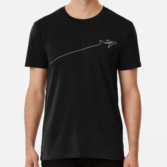 Minimalist Line With Airplane Design S to 5XL Made in the USA T-Shirt