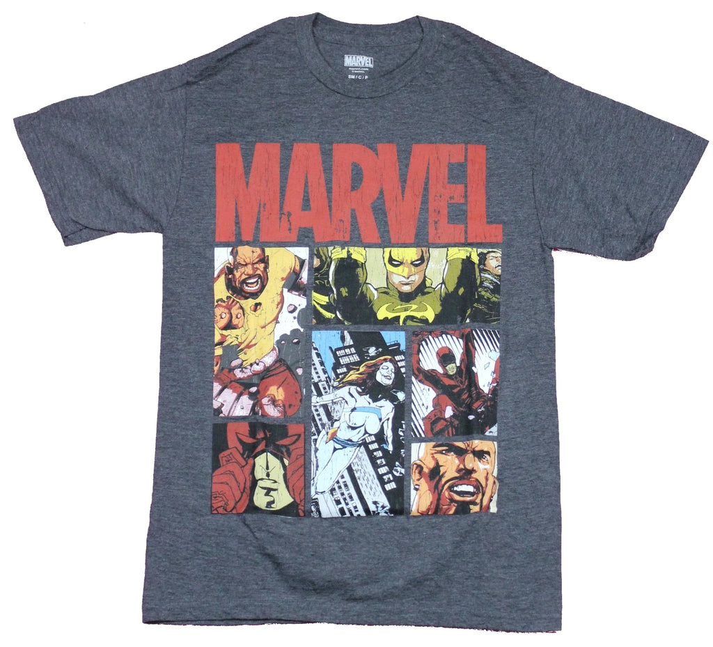 Defenders Adult New T-Shirt -Panels Iron Fist Jessica Jones Daredevil Luke Cage
