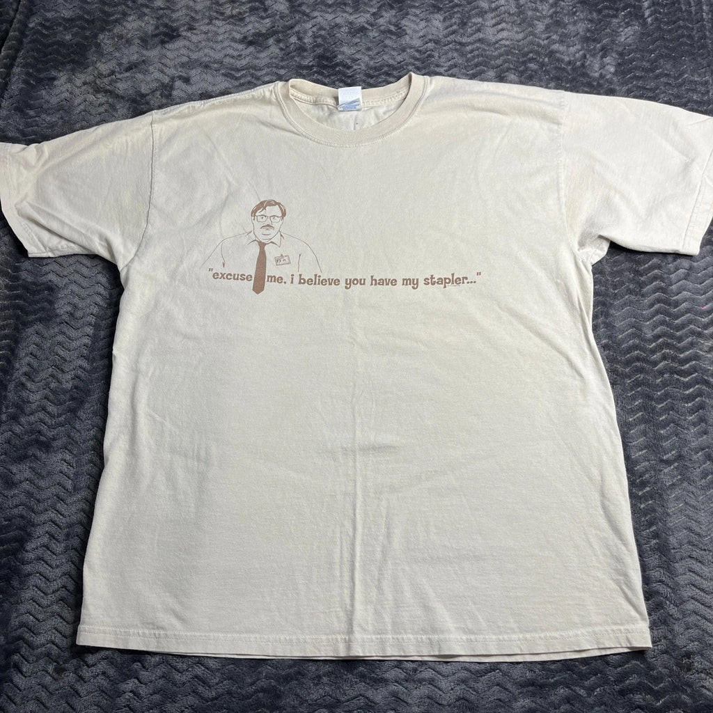 Vintage 2004 Office Space Movie Promo Shirt Size XL Stapler Funny Fox TV
