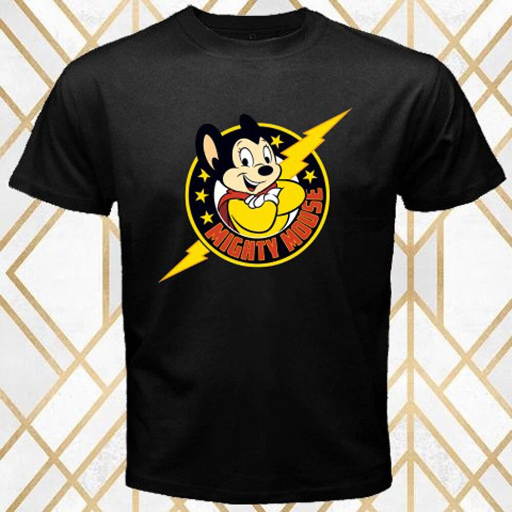 Mighty Mouse Cartoon Retro TV Series Men's Black Size S - 3XL