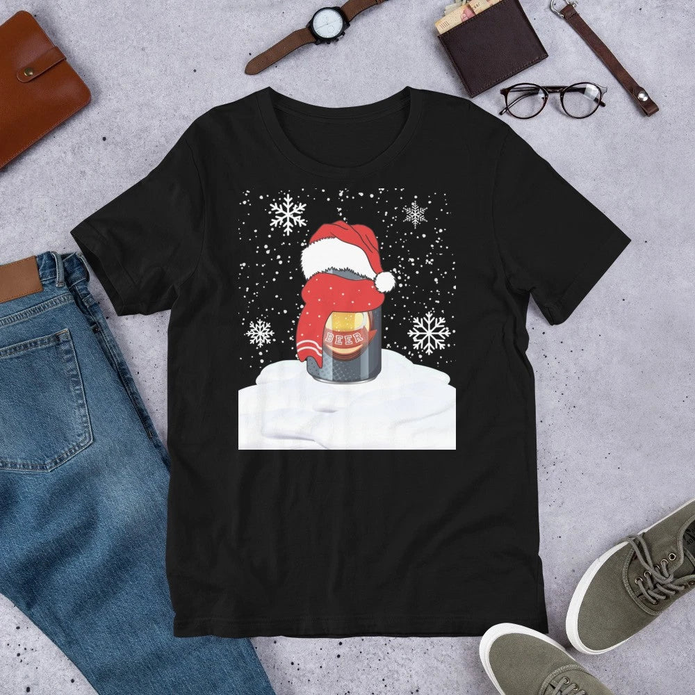 Funny Beer Can Snowman Christmas Winter Xmas Bar Party Unisex t-shirt