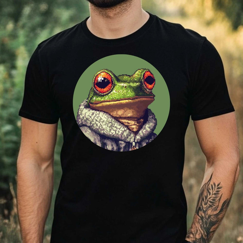 Mens Frog as Pixel Art Motif Cotton T-Shirt Size XS to 5XL