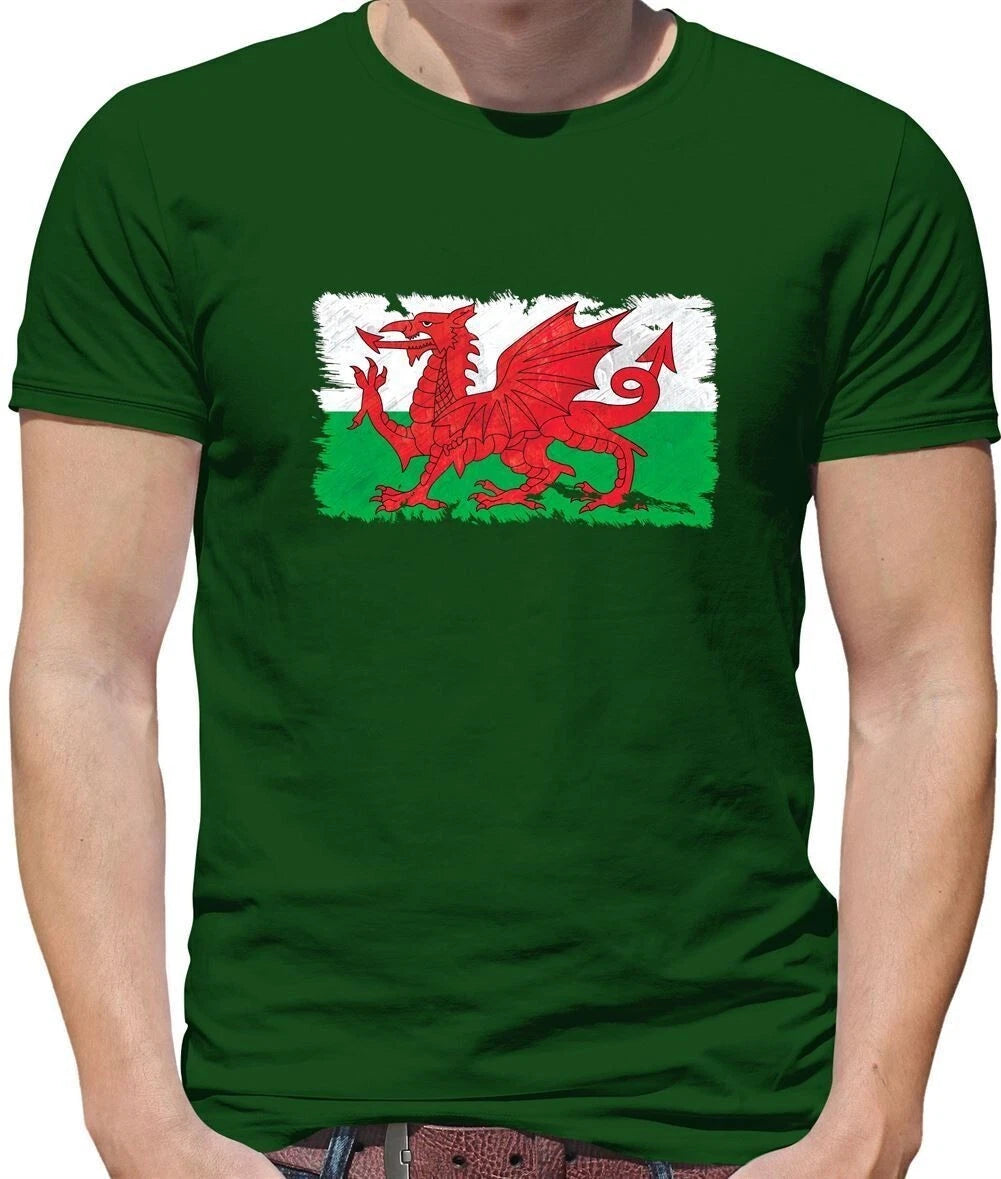 Wales Grunge Flag Style - T-Shirt - Welsh Cymru Country Rugby 6 Nations