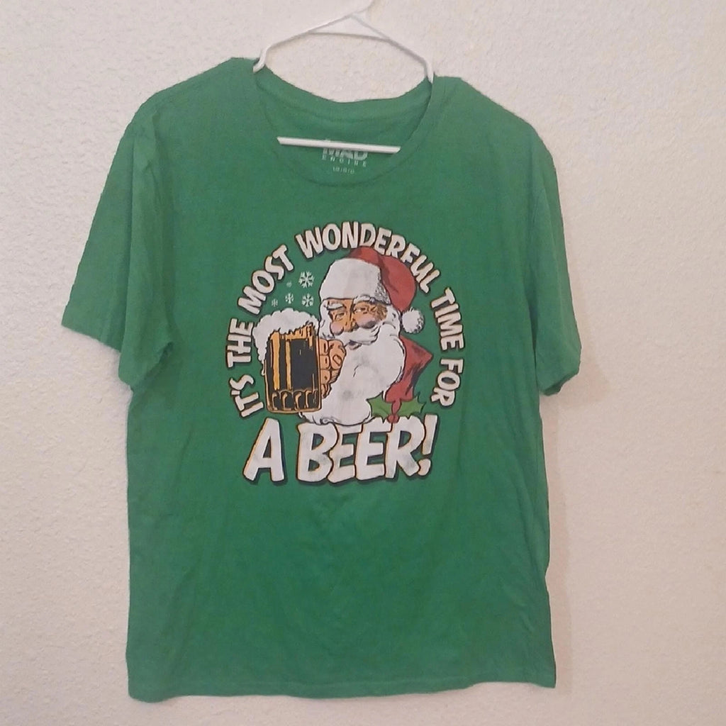 "Make Offer" Green Santa Beer Graphic T-Shirt