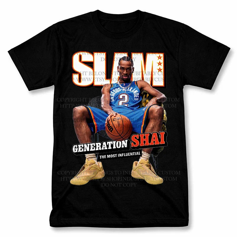 Slam Shai Gilgeous-Alexander SGA Thunder Graphic T Shirt Vintage Tee