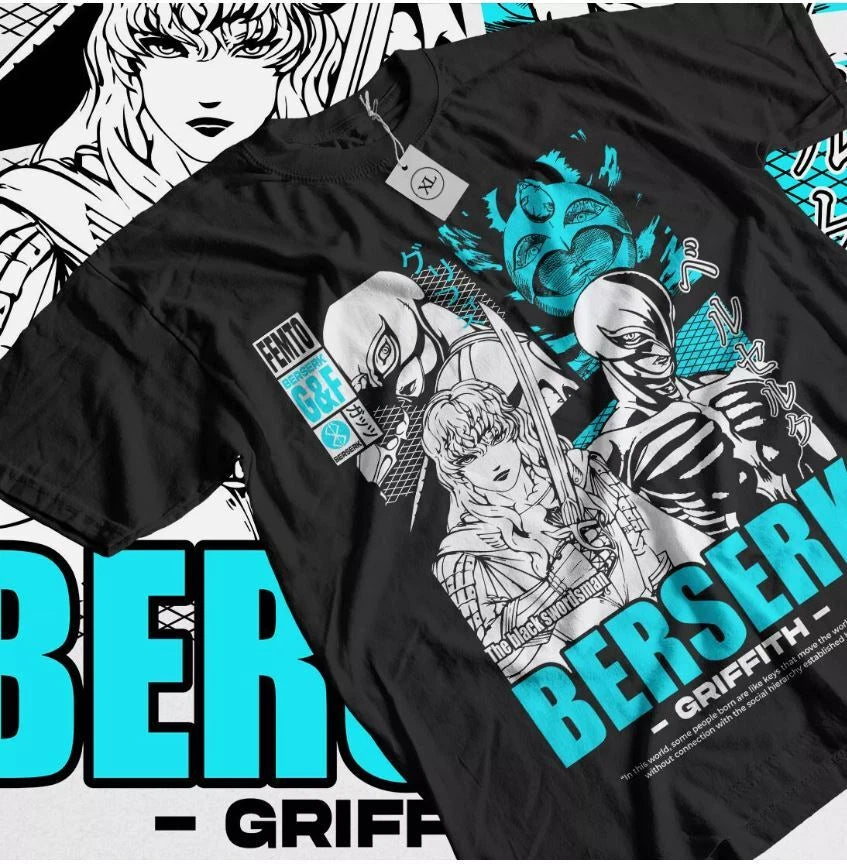Berserk T-Shirt griffith Japanese Anime Strip Guts Armour Horror Trendy Shirt