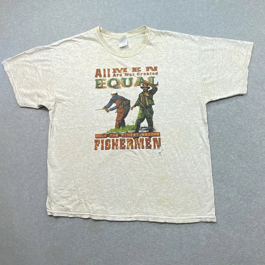 Y2K Fishermen T-Shirt Men’s Sz XL Graphic Outdoors Thrashed Distressed