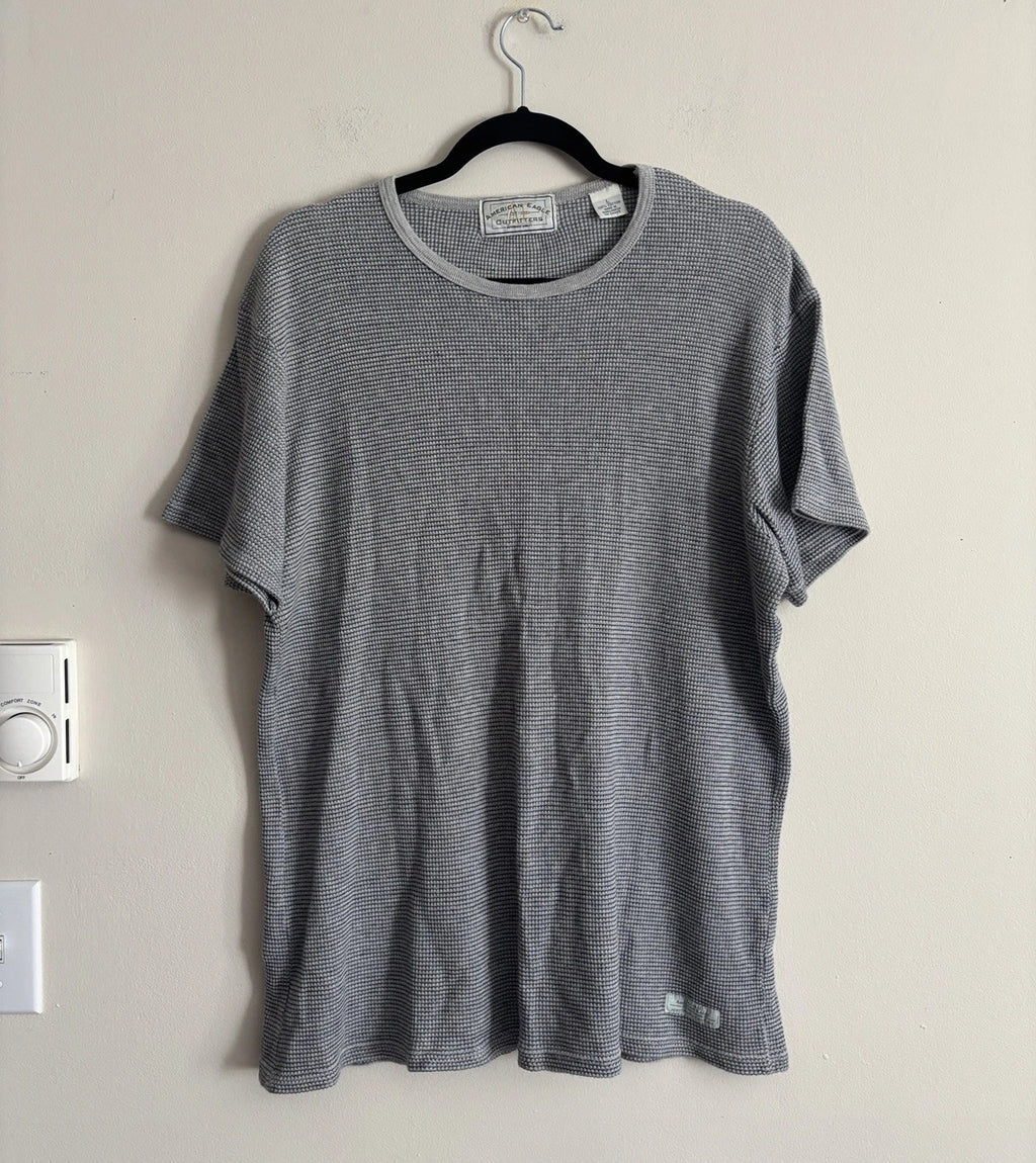 Vintage Y2K American Eagle Outfitters Mens Large T Shirt Gray Blue Grunge Cotton