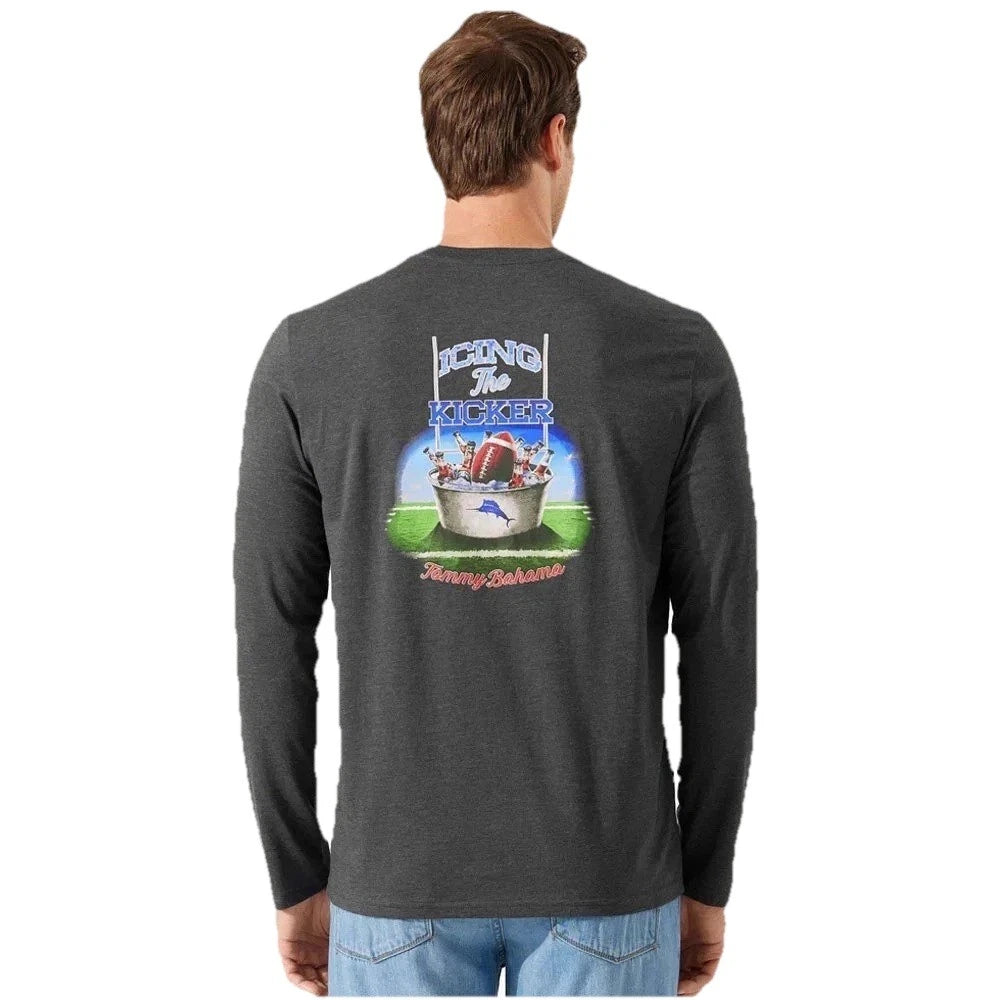 Tommy Bahama Icing the Kicker LS Pocket Tee Men’s 3XB Coal Heather Graphic Shirt