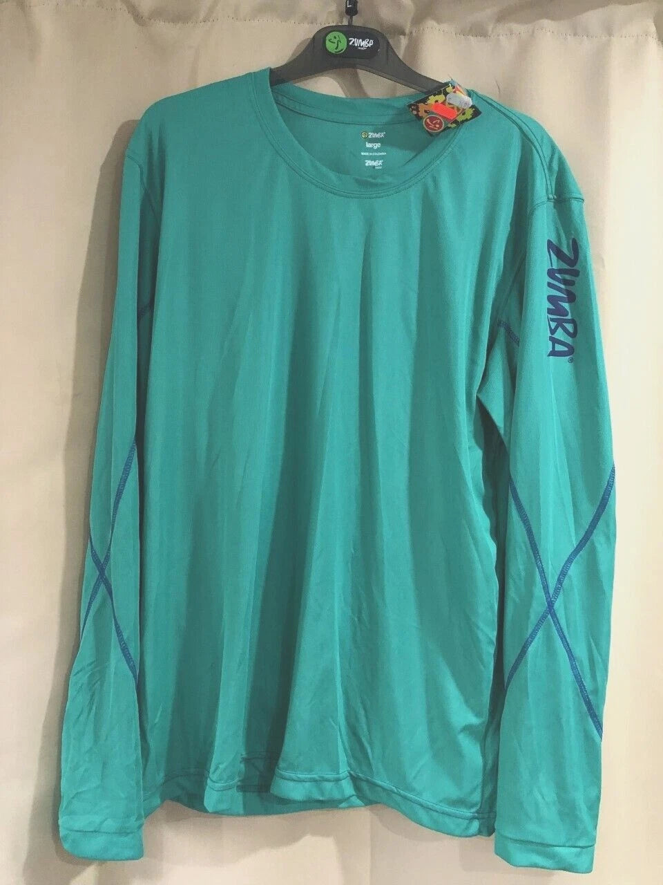 mens green long sleeve T shirt top Zumba gym fitness Dance training cool, New