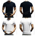 Mens Straight Fit Plain Crew Neck T-Shirts Muscle Fitted Short Sleeve Black S-3X