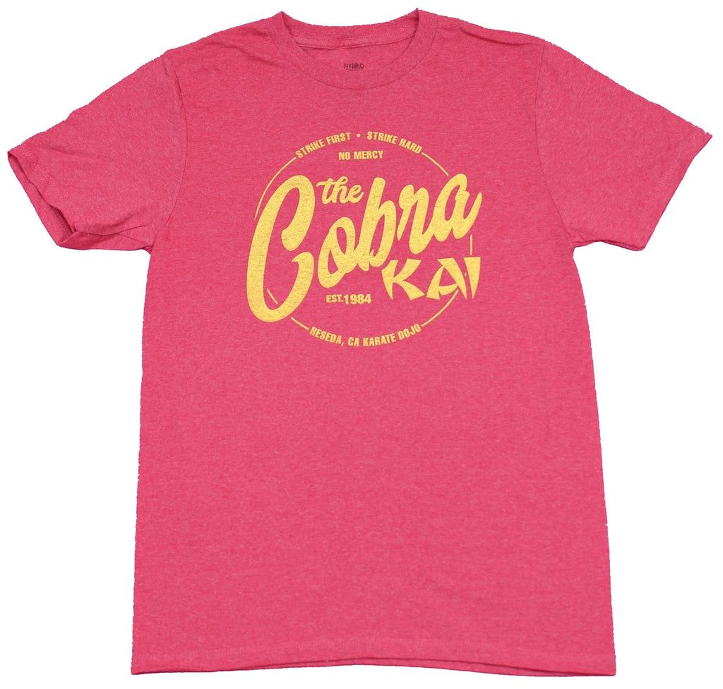 Karate Kid Adult New T-Shirt - The Cobra Kai Yellow Print Circle Logo