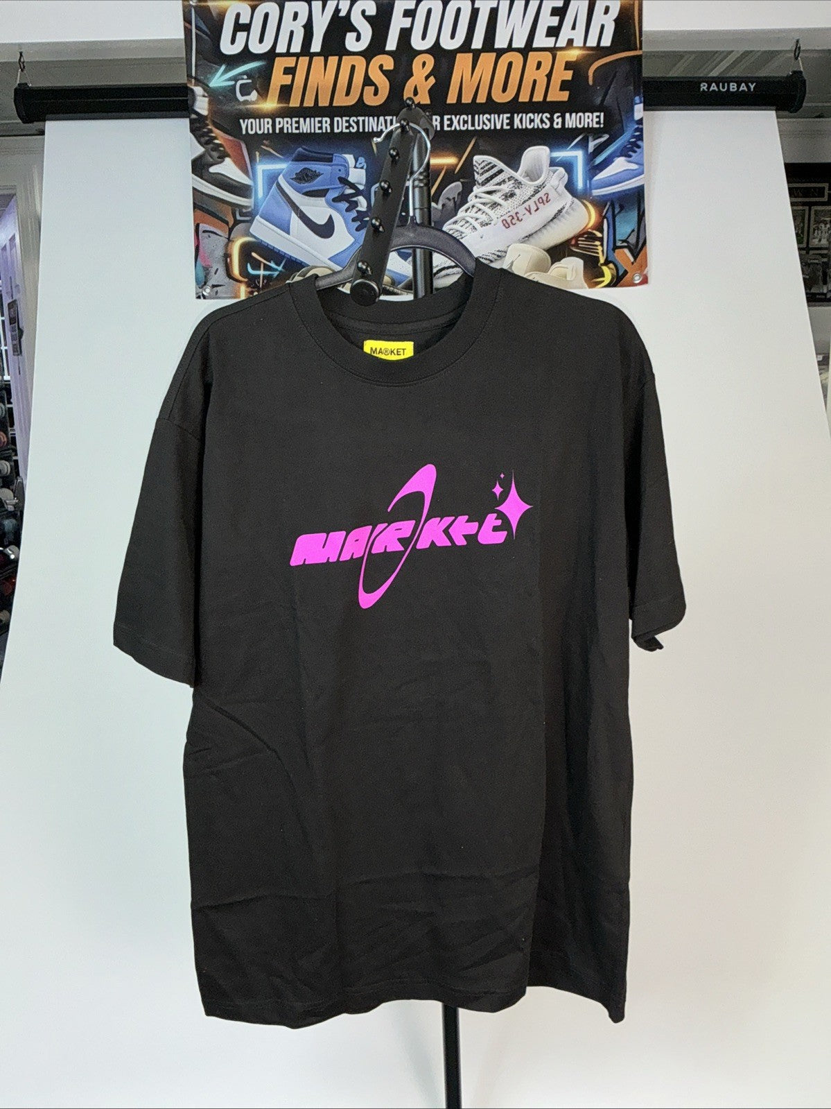 MARKET STUDIOS Black Cotton Crew Neck Graphic Logo Men's L T-Shirt