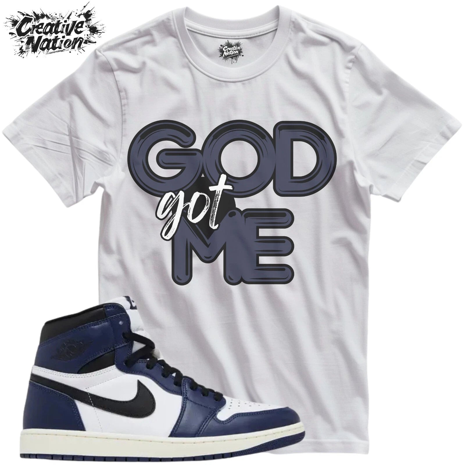 Shirt To Match 1 High OG Midnight Navy Unisex Tee Sneaker Shirt GOD Got Me Shirt
