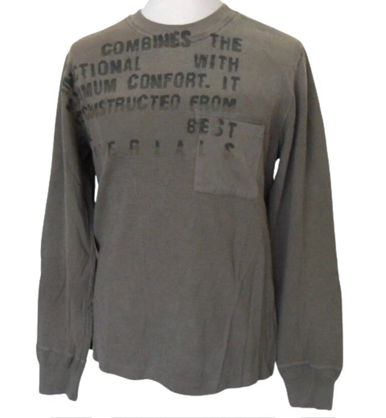 GAS Top Long Sleeve T-Shirt Crew Neck Light Weight Taupe Men's Sizes: M-XL Abbot