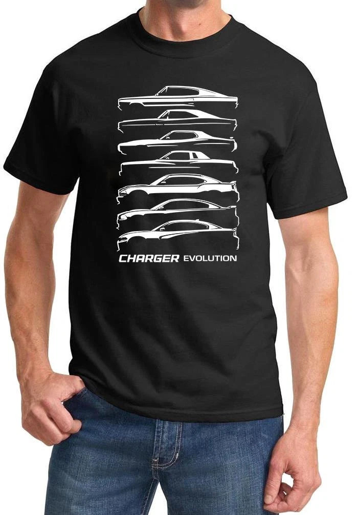 1966-2018 Charger Evolution Outline Design Tshirt NEW FREE SHIPPING