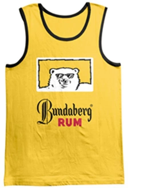 Bundy Bundaberg Rum Logo Cool Bear Yellow Singlet Shirt