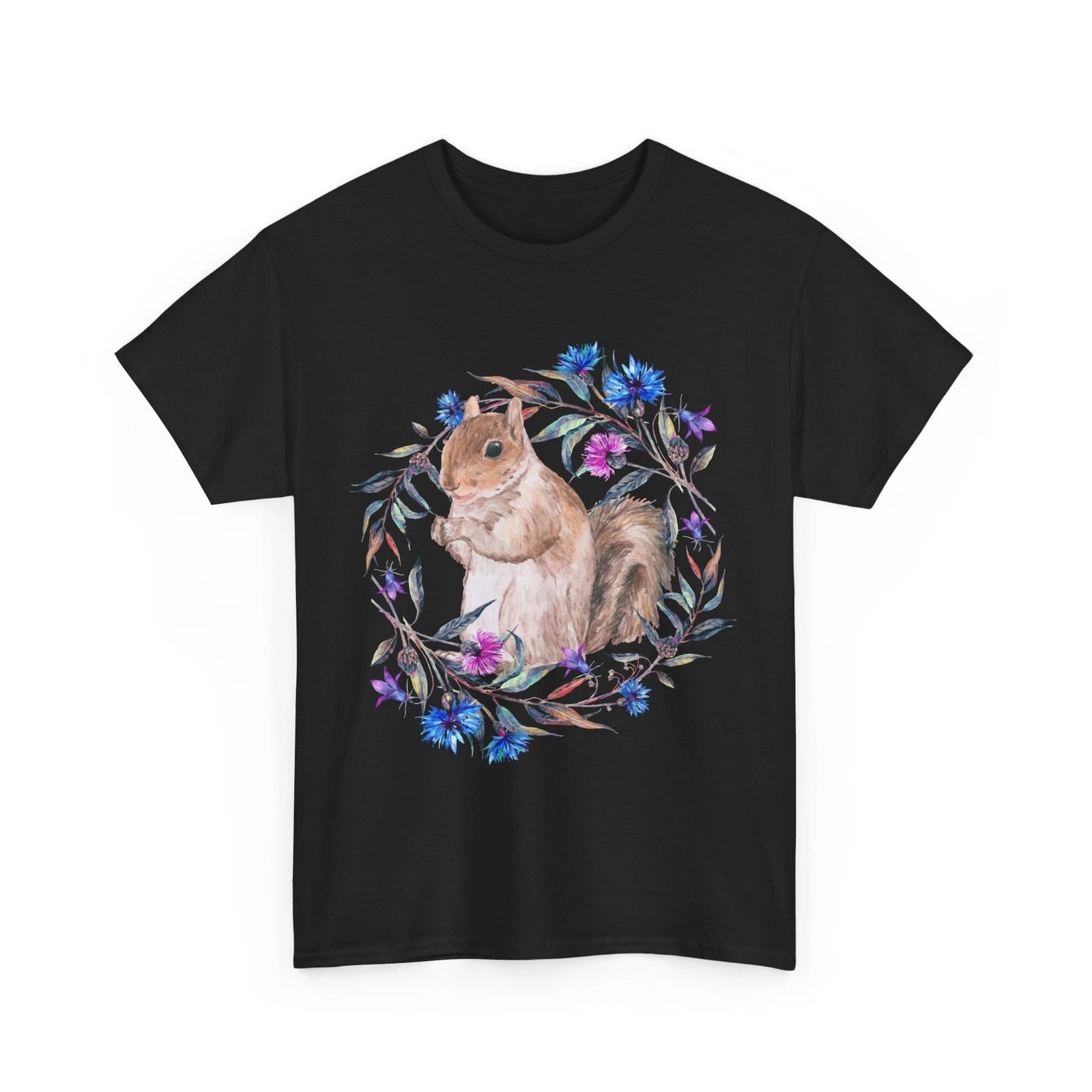 Squirrel Flowers T-Shirt, Squirrel Rodents Pet Animals Lovers Cute T-Shirt