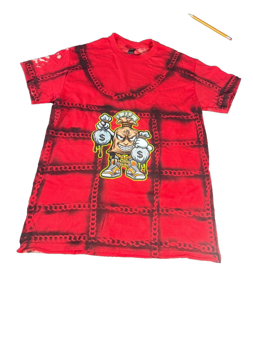 Dying breed bleach effect, red shirt, size small through 3 XL