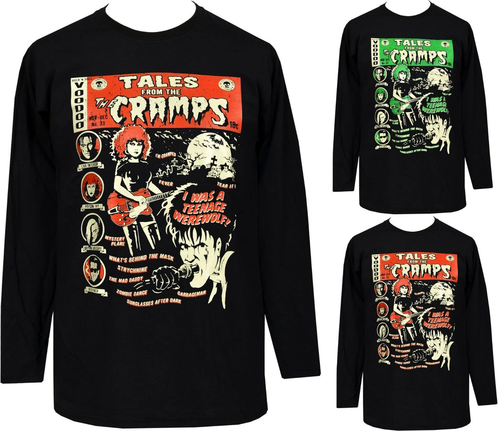 The Cramps Mens Psychobilly Long Sleeve T-shirt Vince Ray Comic Book Poison Ivy