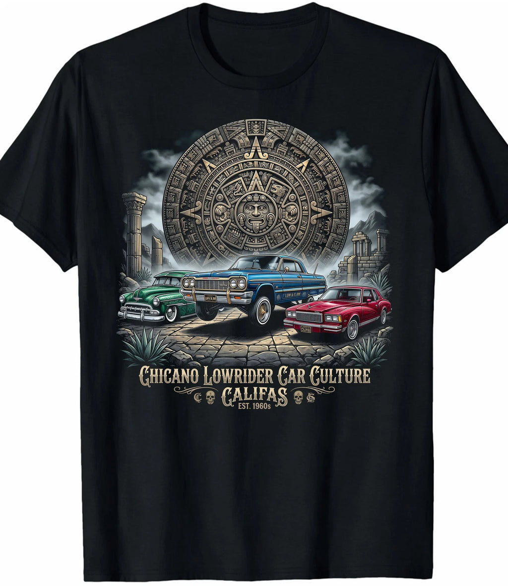 Aztec Sun Lowrider Cars Tee | Classic Lowrider Car Culture Shirt